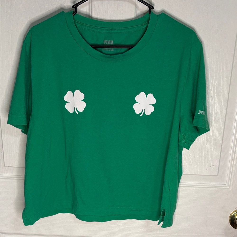 PINK Victoria's Secret Green Clover Tee